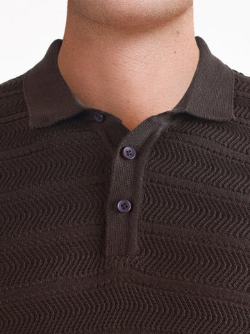Men's Brown Slim Fit Solid Casual Polos T-Shirt