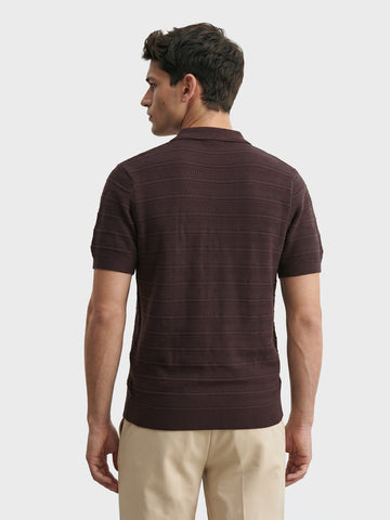 Men's Brown Slim Fit Solid Casual Polos T-Shirt