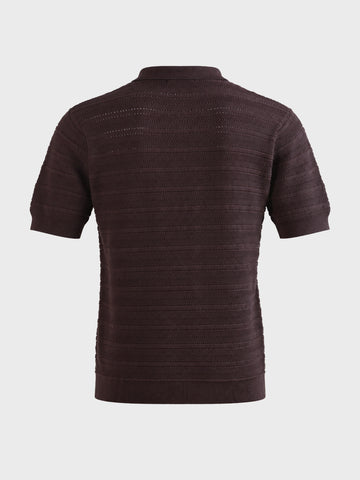 Men's Brown Slim Fit Solid Casual Polos T-Shirt