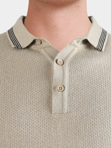 Men's Beige Slim Fit Solid Casual Polo T-Shirt