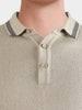 Men's Beige Slim Fit Solid Casual Polo T-Shirt
