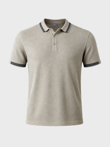 Men's Beige Slim Fit Solid Casual Polo T-Shirt