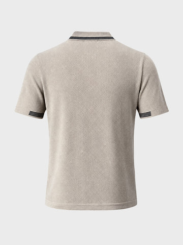 Men's Beige Slim Fit Solid Casual Polo T-Shirt