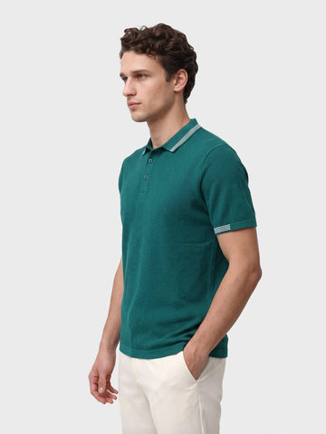 Men's Teal Slim Fit Solid Casual Polo T-Shirt