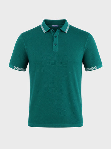 Men's Teal Slim Fit Solid Casual Polo T-Shirt