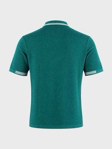 Men's Teal Slim Fit Solid Casual Polo T-Shirt