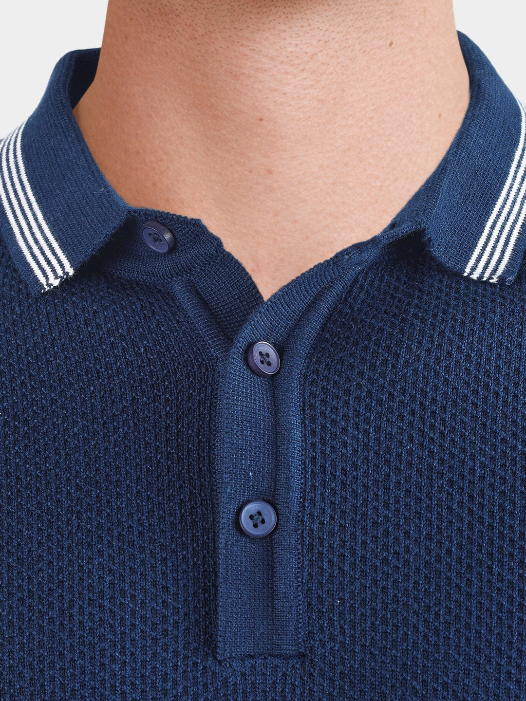 Men's Navy Blue Slim Fit Solid Casual T-Shirt