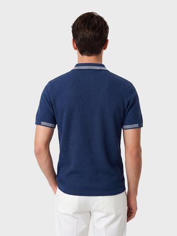 Men's Navy Blue Slim Fit Solid Casual Polo T-Shirt