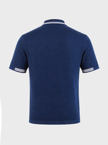 Men's Navy Blue Slim Fit Solid Casual Polo T-Shirt
