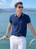 Men's Navy Blue Slim Fit Solid Casual Polo T-Shirt
