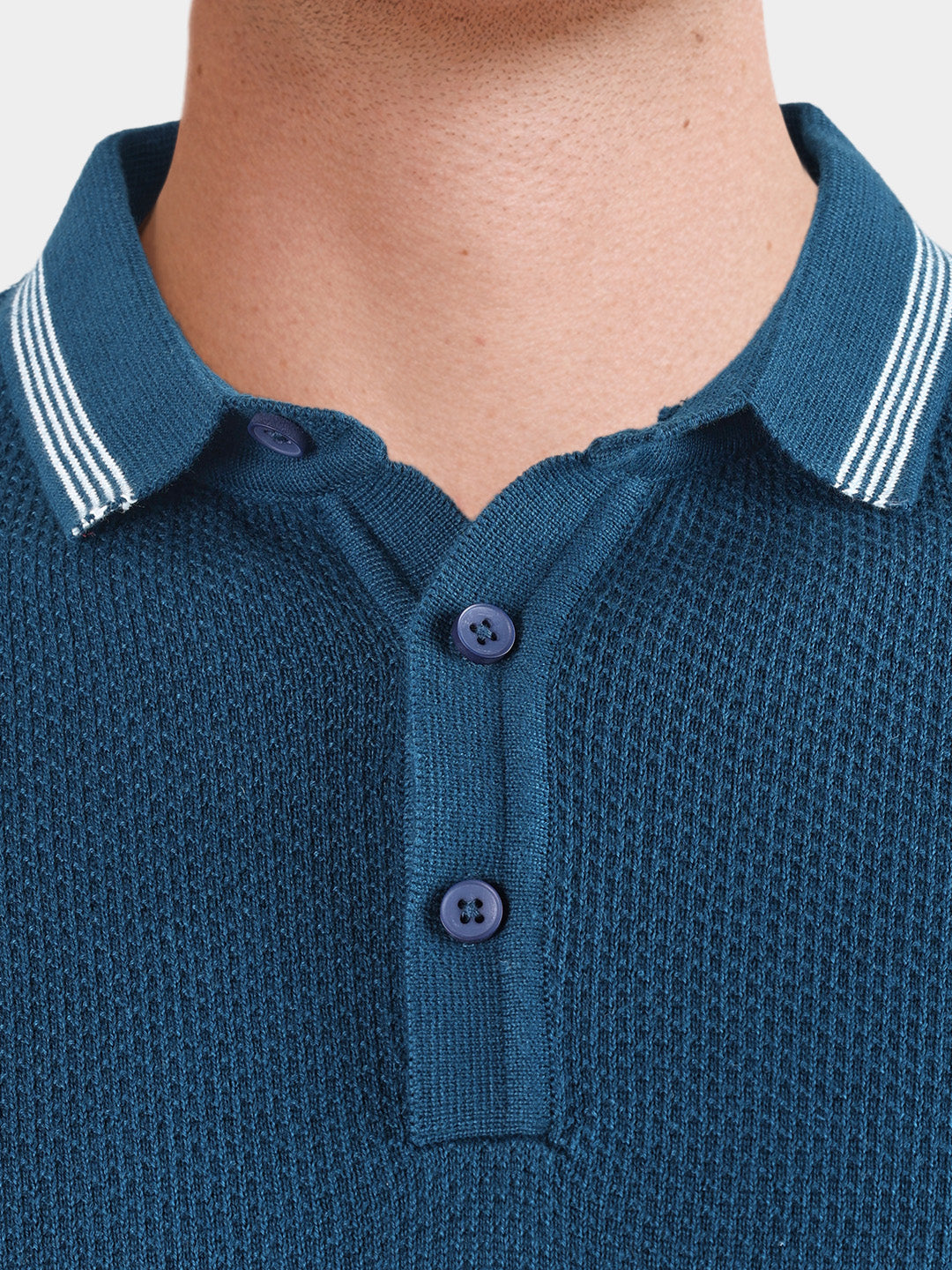 Men's Blue Slim Fit Solid Casual T-Shirt