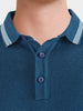 Men's Blue Slim Fit Solid Casual Polo T-Shirt