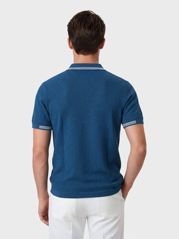 Men's Blue Slim Fit Solid Casual Polo T-Shirt