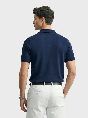 Men's Navy Blue Slim Fit Solid Casual Polo T-Shirt