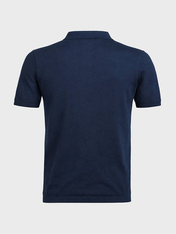Men's Navy Blue Slim Fit Solid Casual Polo T-Shirt