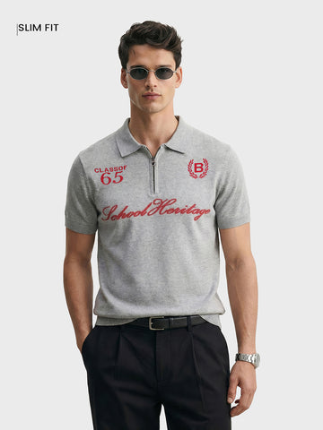 Men's Grey Slim Fit Solid Casual Polo T-Shirt