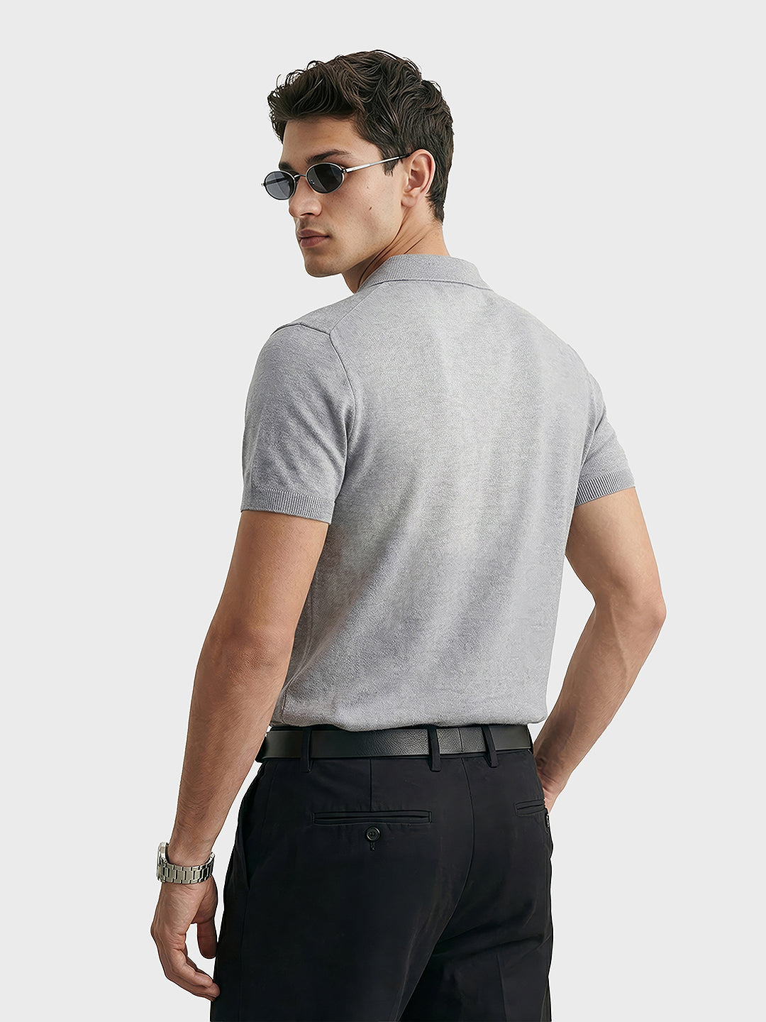 Men's Grey Slim Fit Solid Casual T-Shirt