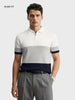 Men's White Slim Fit Striped Flat Knit T-Shirt