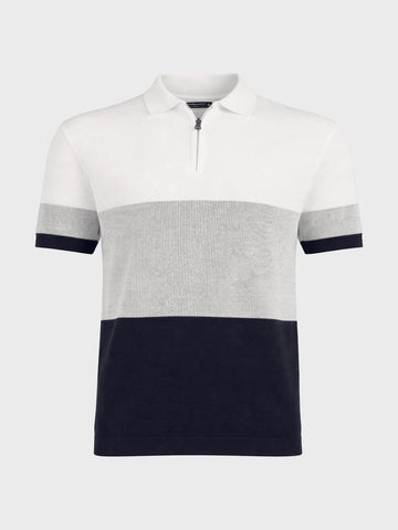 Men's White Slim Fit Striped Flat Knit T-Shirt
