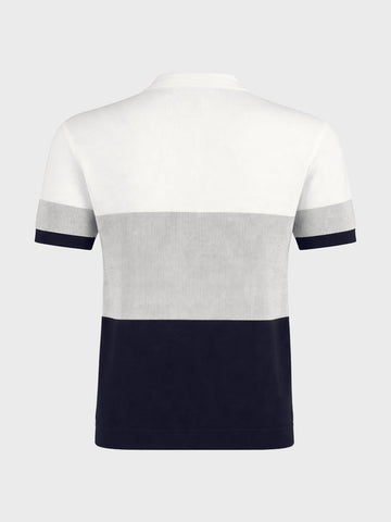 Men's White Slim Fit Striped Flat Knit T-Shirt