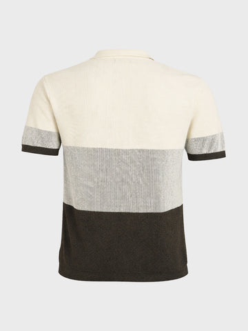 Men's Olive Slim Fit Striped Flat Knit T-Shirt