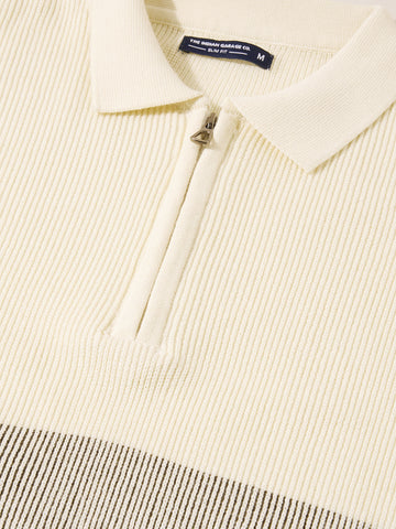 Men's Olive Slim Fit Striped Flat Knit T-Shirt