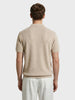 Men's Beige Slim Fit Striped Flat Knit Polo Collar T-Shirt