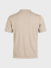 Men's Beige Slim Fit Striped Flat Knit Polo Collar T-Shirt