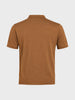 Men's Brown Slim Fit Striped Flat Knit Polo Collar T-Shirt