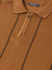 Men's Brown Slim Fit Striped Flat Knit Polo Collar T-Shirt