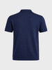 Men's Navy Blue Slim Fit Striped Flat Knit Polo T-Shirt