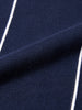 Men's Navy Blue Slim Fit Striped Flat Knit Polo T-Shirt