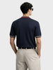 Men's Navy Blue Slim Fit Solid Flat Knit Polo T-Shirt