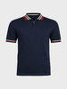 Men's Navy Blue Slim Fit Solid Flat Knit Polo T-Shirt
