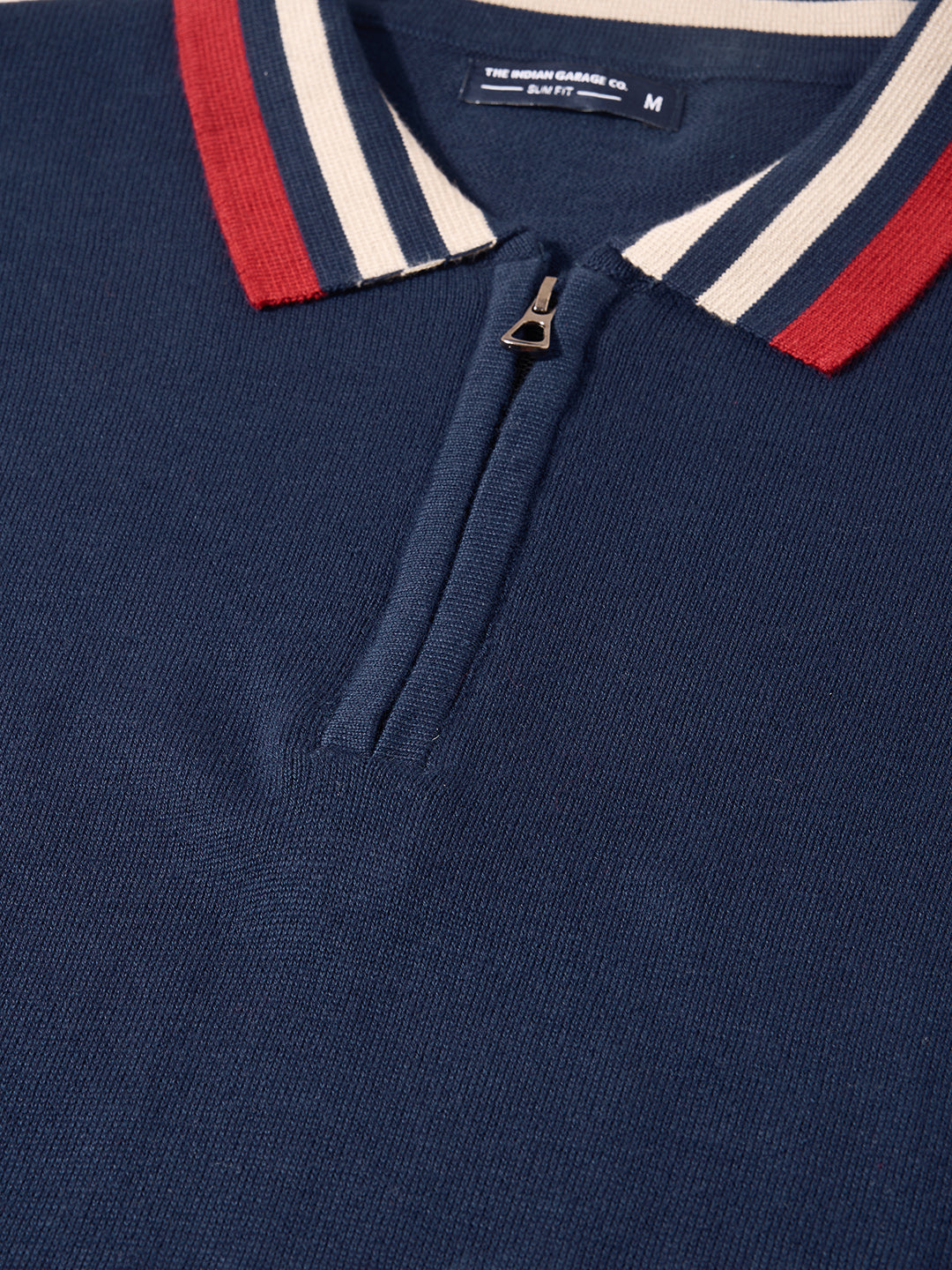 Men's Navy Blue Slim Fit Solid Flat Knit T-Shirt