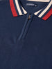 Men's Navy Blue Slim Fit Solid Flat Knit Polo T-Shirt