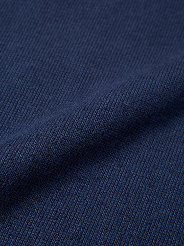 Men's Navy Blue Slim Fit Solid Flat Knit Polo T-Shirt