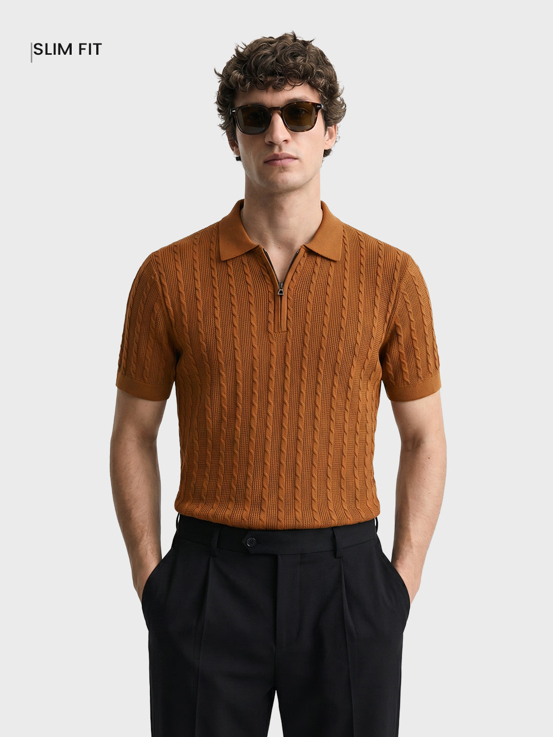 Men's Brown Slim Fit Solid Casual T-Shirt