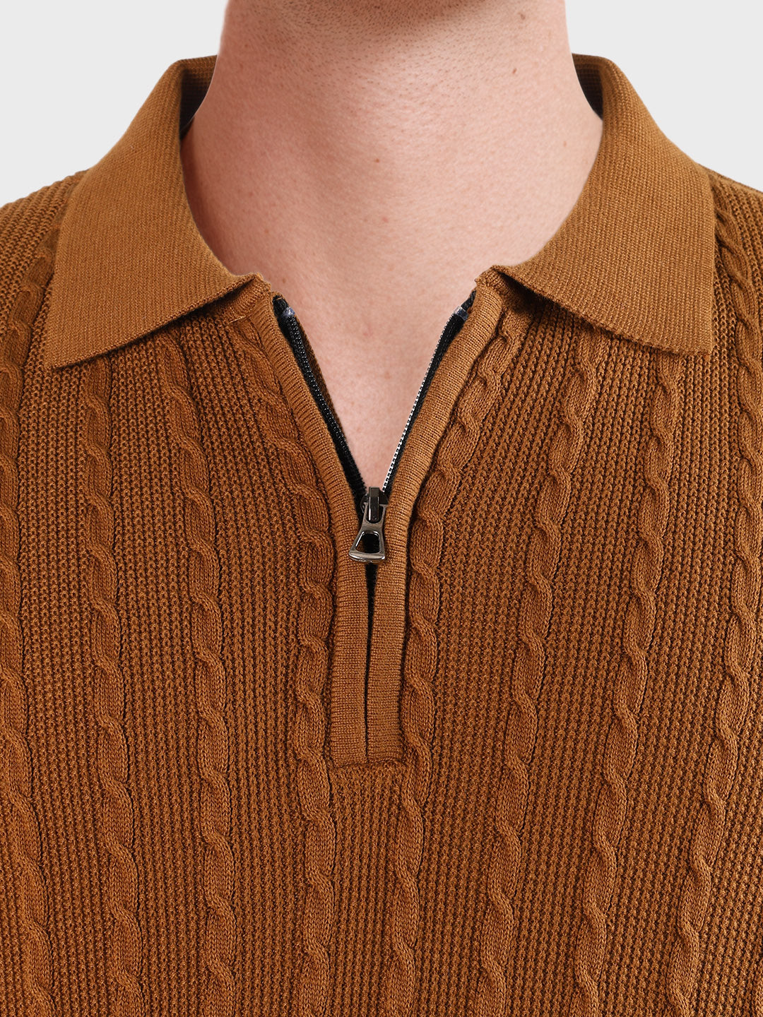 Men's Brown Slim Fit Solid Casual T-Shirt