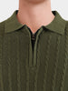 Men's Green Slim Fit Textured Casual T-Shirt