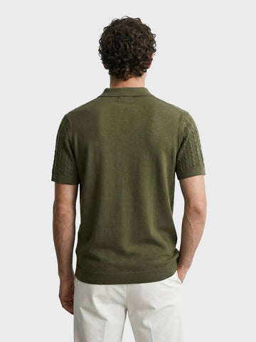 Men's Green Slim Fit Textured Casual T-Shirt
