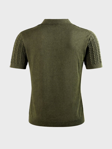 Men's Green Slim Fit Textured Casual T-Shirt