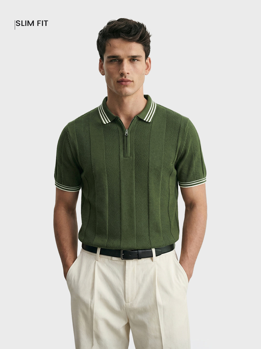 Men's Green Slim Fit Solid Casual T-Shirt