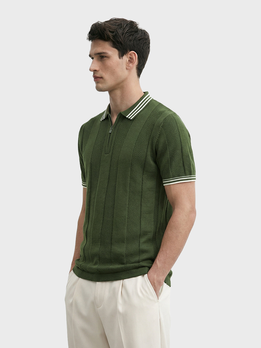 Men's Green Slim Fit Solid Casual T-Shirt