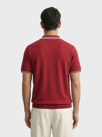 Men's Red Slim Fit Solid Casual Polo T-Shirt