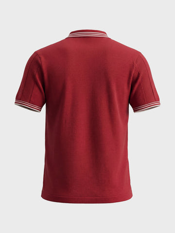 Men's Red Slim Fit Solid Casual Polo T-Shirt