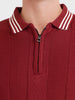 Men's Red Slim Fit Solid Casual Polo T-Shirt