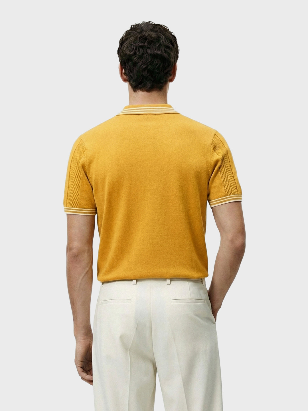 Men's Yellow Slim Fit Solid Casual T-Shirt