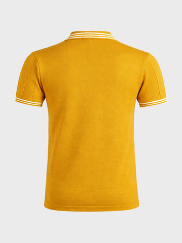 Men's Yellow Slim Fit Solid Casual Polo T-Shirt