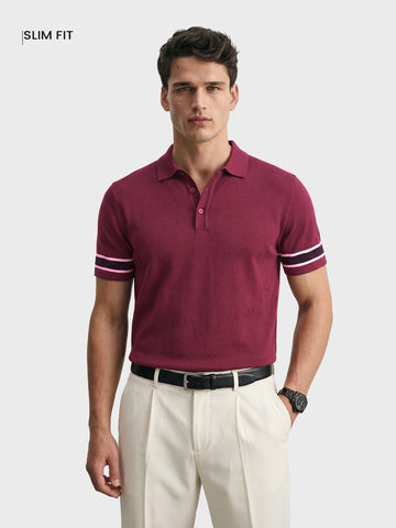 Men's Maroon Slim Fit Solid Casual T-Shirt
